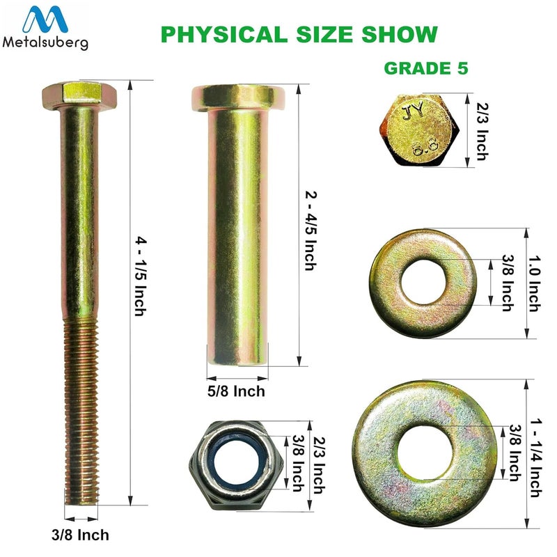 Metalsuberg طقم براغي وعقد قفل للعجلات 4 قطع متوافق مع جزازات العشب Exmark 103-3168 103-4051 1-603299 1-603602 PL7540 225-205، المزيد من العجلات بفتحة 5/8" - Image 3